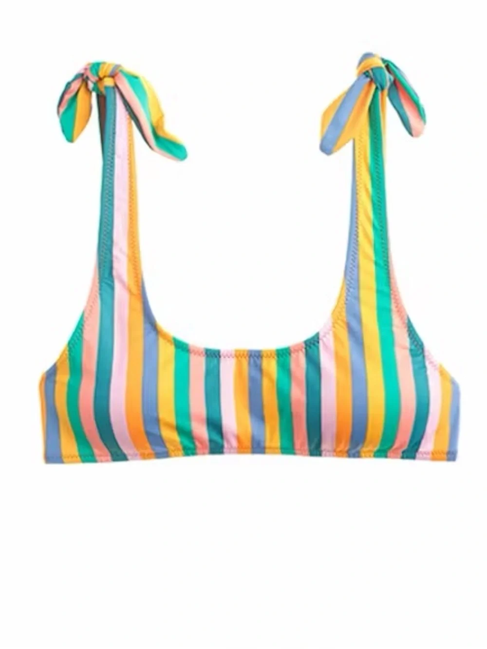 J Crew Playa Striped Tie-Shoulder Bikini Top in Multicolor - Picture 2 of 6